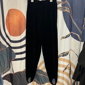 Black Velvet Stirrup Pants